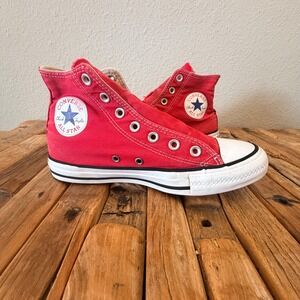 Converse Chuck Taylor All Star High Top Sneakers Red Canvas Lace Up Athletic